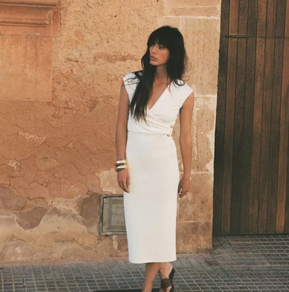 Elegant White Wrap Dress Zara